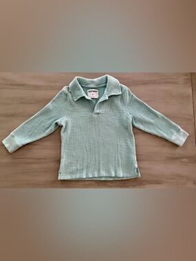 Old Navy Kids 4T Toddler Long Sleeve Waffle Polo in Light Blue